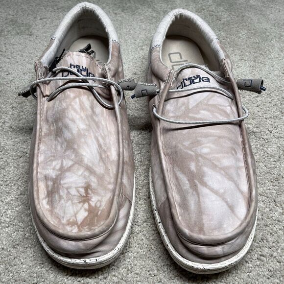 NWT HEY DUDE WALLY FUNK CANVAS Mens Shoe 15 Tan Lightweight Slip-On Camp Tie Dye - Picture 3 of 13